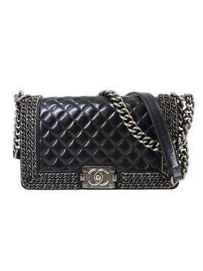 Chanel Boy Bag Calfskin Black Silver